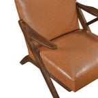 Brown Faux Leather MCM Hard Wood Frame Armchair (2 Color Options)