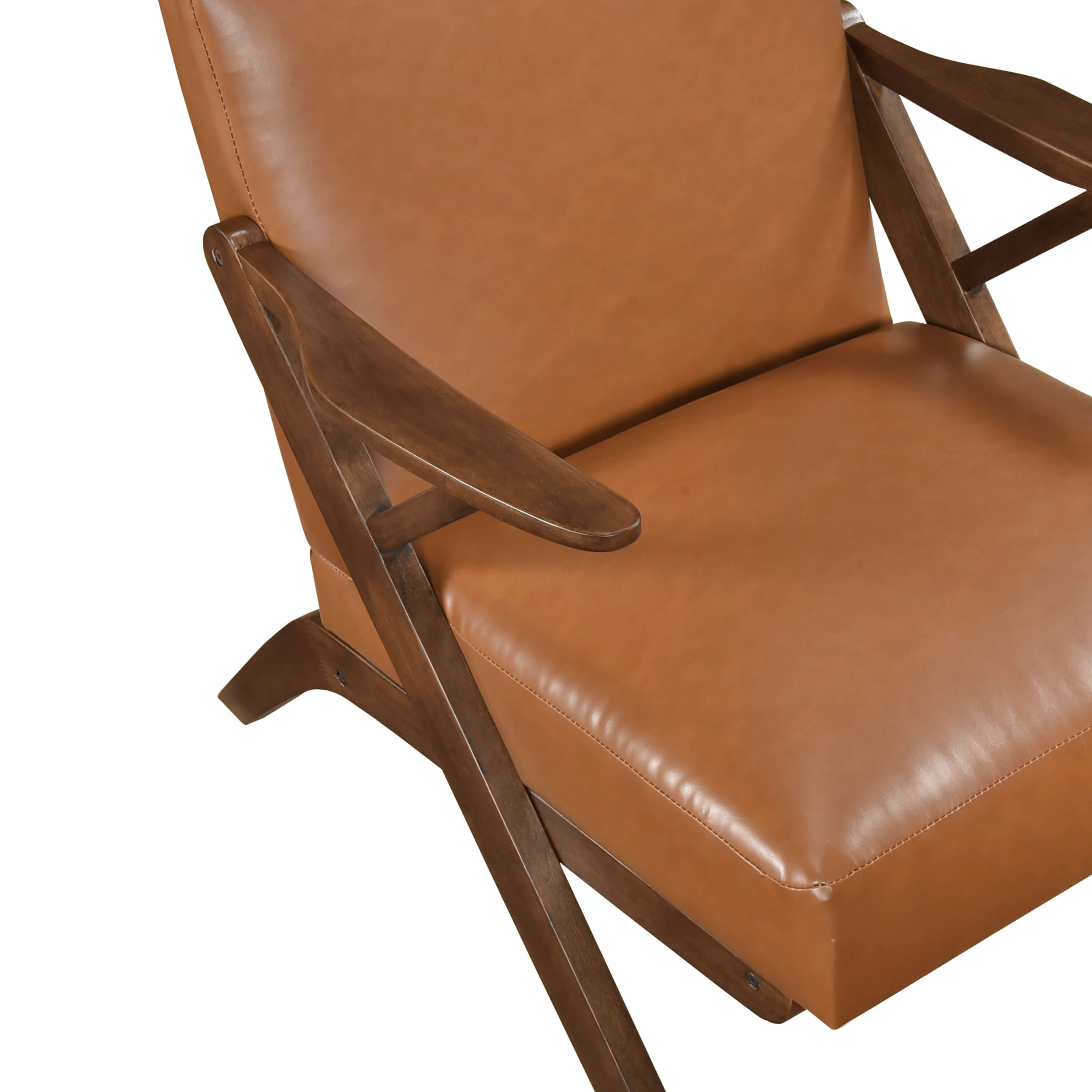 Brown Faux Leather MCM Hard Wood Frame Armchair (2 Color Options)