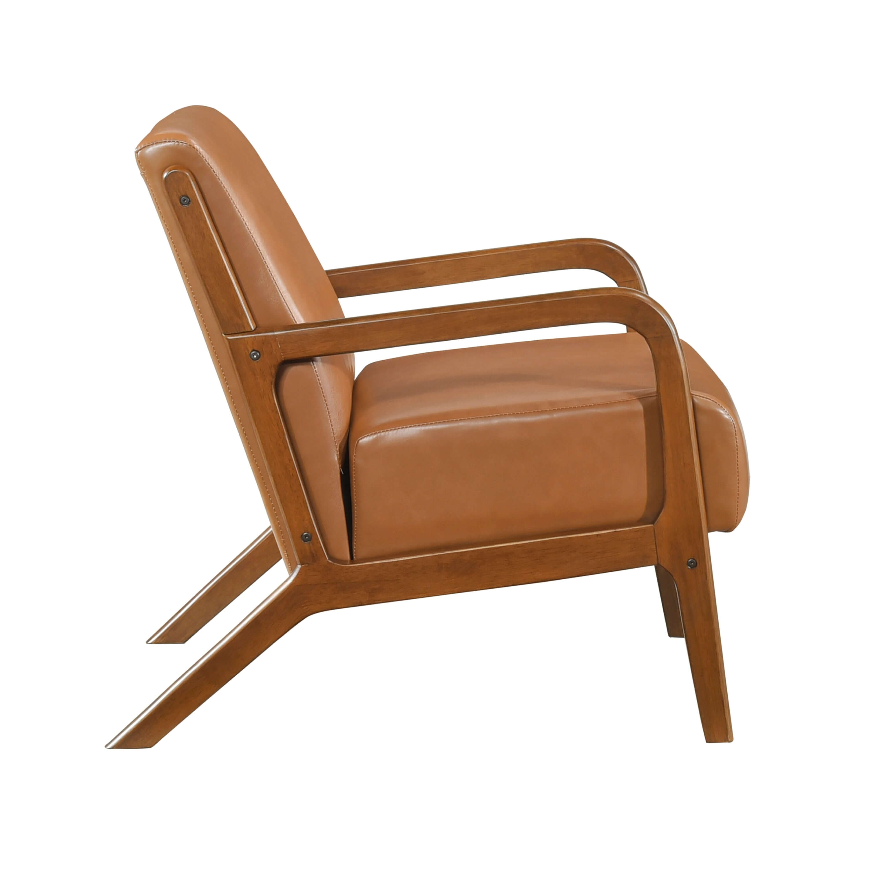Faux Leather Upholstered Walnut Finish Armchair