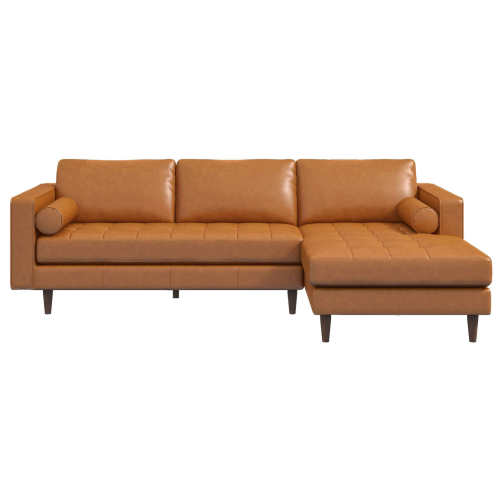 Anthony MCM Tufted Leather Chaise Sofa Sectional 101