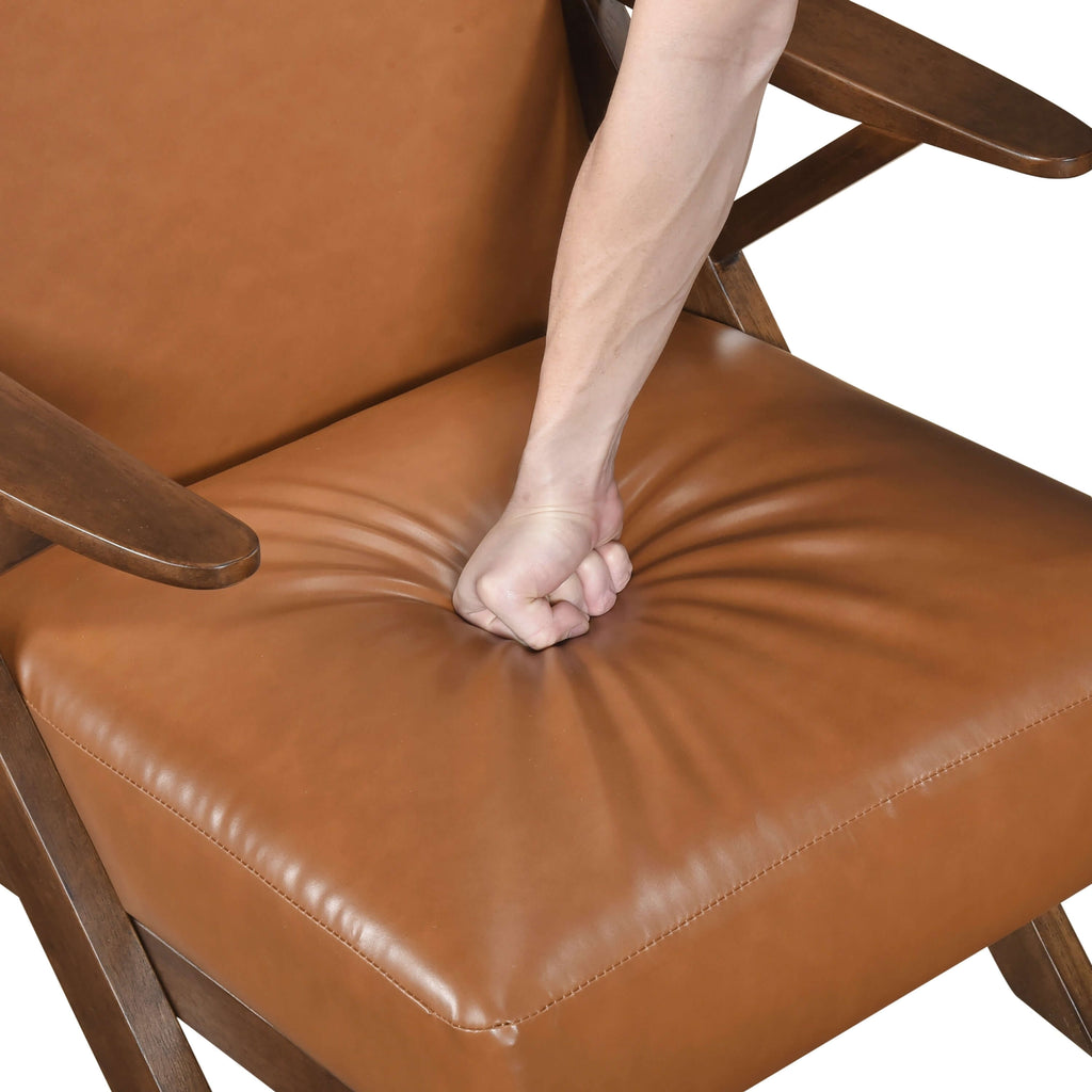 Brown Faux Leather MCM Hard Wood Frame Armchair (2 Color Options)