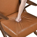 Brown Faux Leather MCM Hard Wood Frame Armchair (2 Color Options)