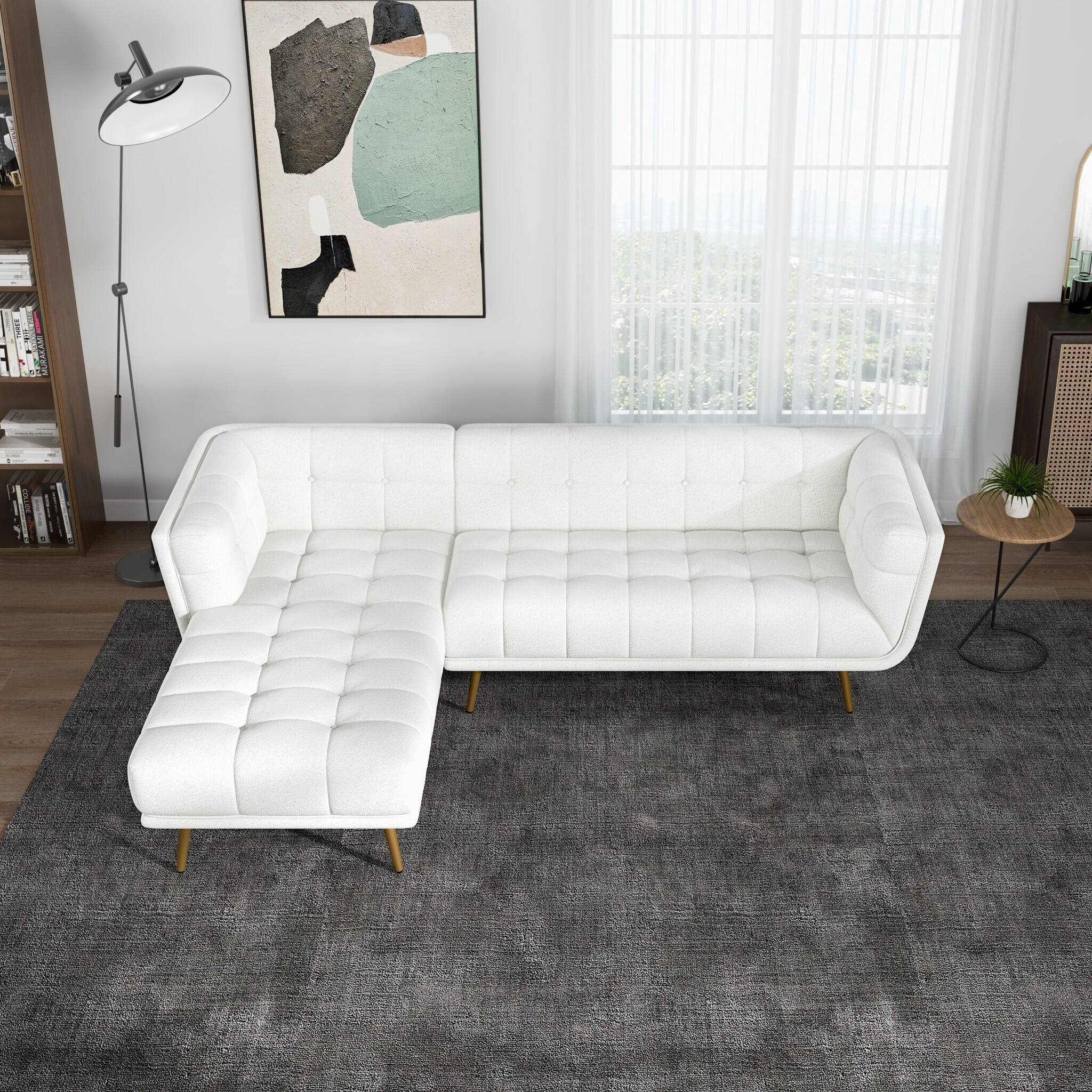Addison Tufted L Shape Chaise Sofa Sectional 102.5 (2 Colors)