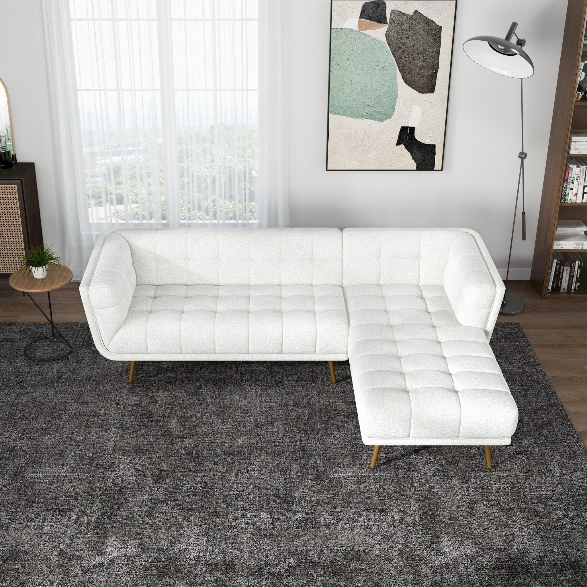 Addison Tufted L Shape Chaise Sofa Sectional 102.5 (2 Colors)