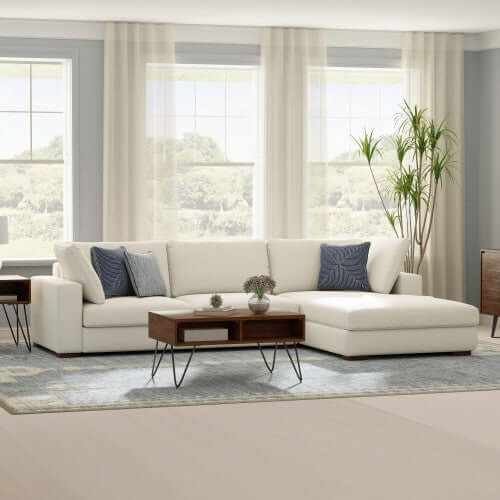 Charlie Modern Deep Seat Sectional Chaise Sofa 122 (2 Colors)