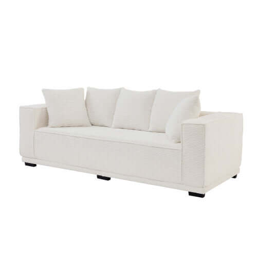 MCM Box Arm Corduroy Upholstered Sofa 89