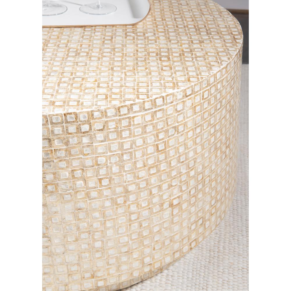 Perrin Capiz Mosaic MDF Round Coffee Table 30