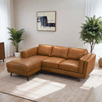 Chase MCM Tan Leather Chaise Sofa Sectional 92