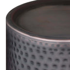 Corbin Hammered Antique Metal Cylindrical Side Table 16'