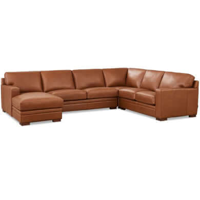 Dillon MCM Leather Chaise Corner Sectional 136