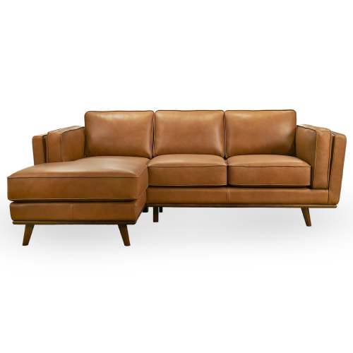 Chase MCM Tan Leather Chaise Sofa Sectional 92