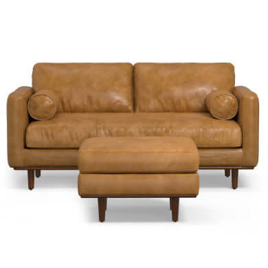 Morrison MCM Leather Sofa Loveseat 72' (2 Colors)