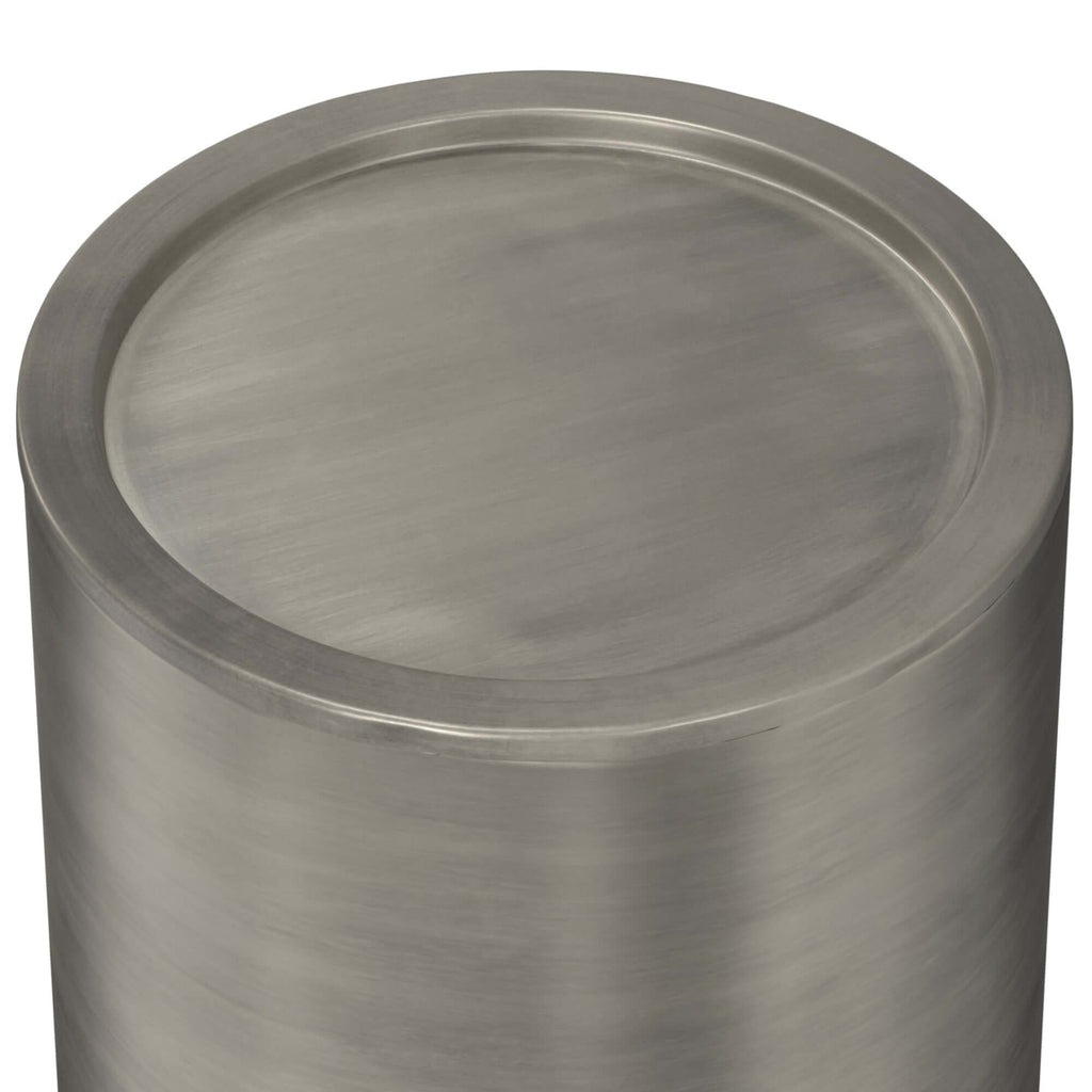 Corbin Cylindrical Antique Silver Side Table 16'