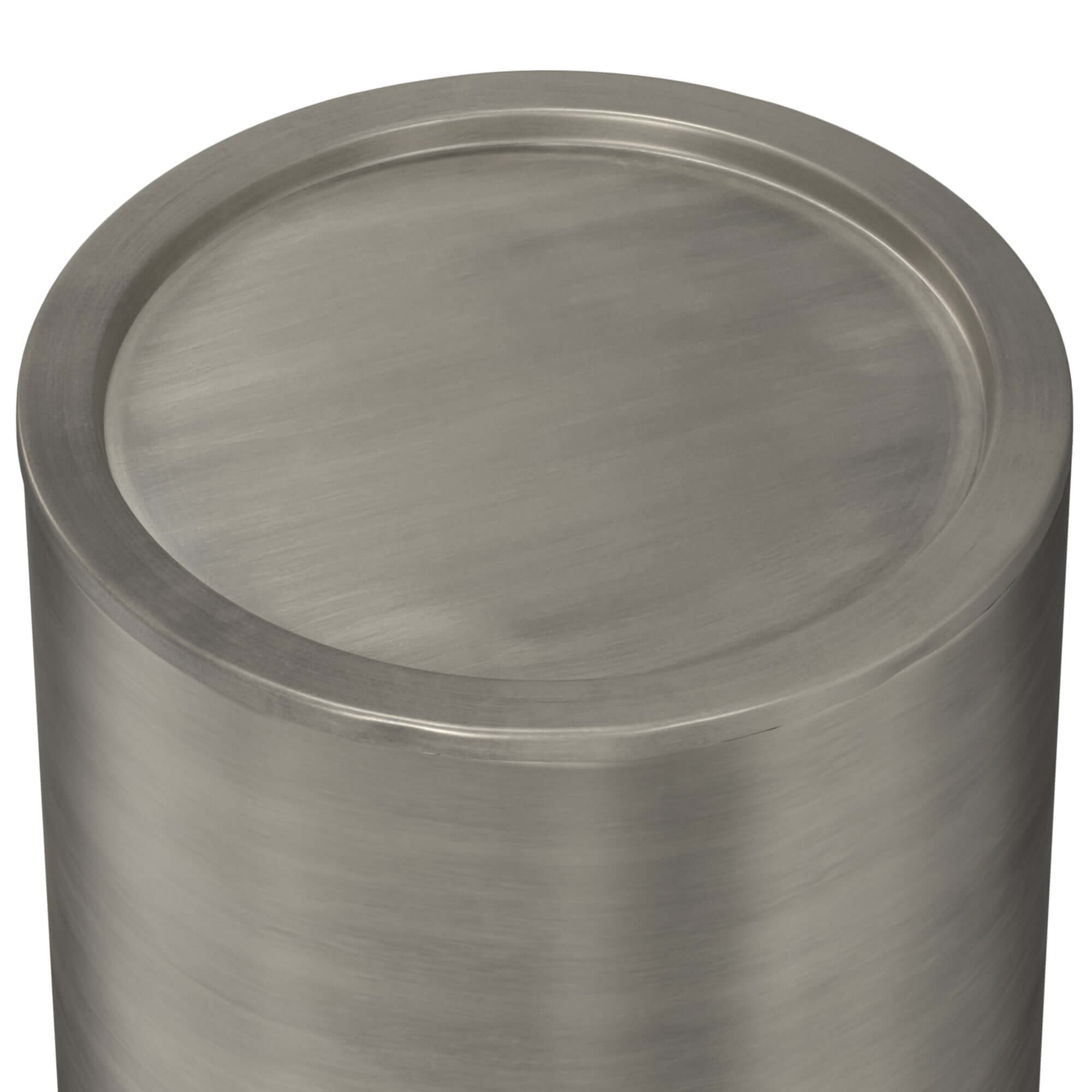 Corbin Cylindrical Antique Silver Side Table 16'