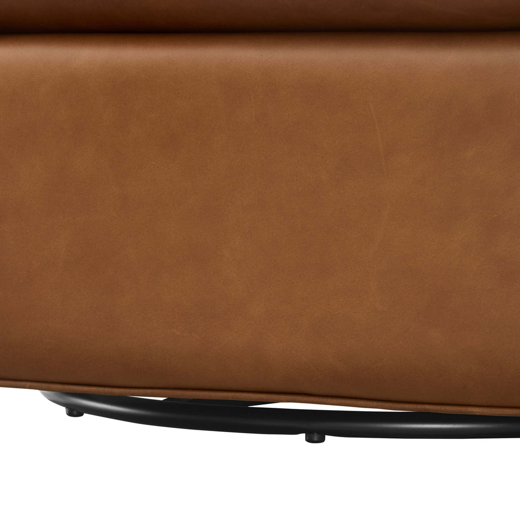 Jasmine Top Grain Brown Leather Swivel Accent Chair