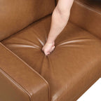 MCM Brown Faux Leather Upholstered Armchair