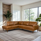 Corbin MCM Tan Leather Sectional Chaise Sofa 108