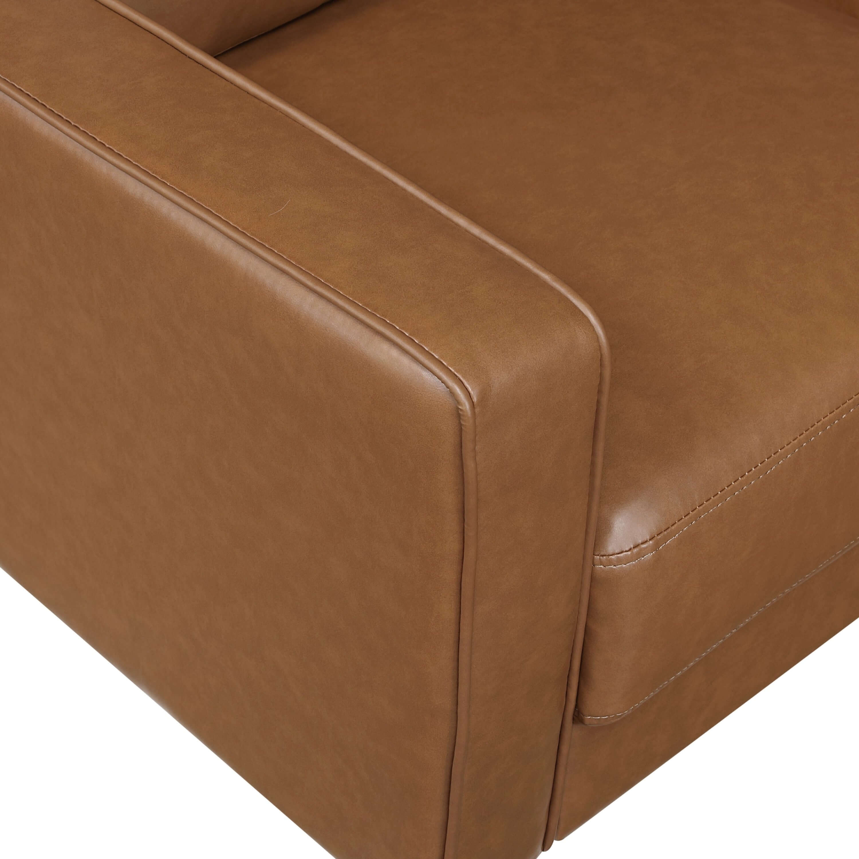 MCM Brown Faux Leather Sofa Loveseat 54L