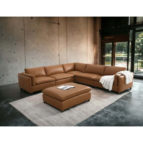 Brighton Leather 5 Piece Modular Corner Sofa Sectional 142