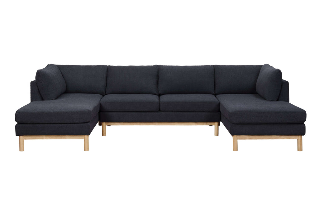 Hallie Black Sherpa Dual Chaise Sofa Sectional (124)