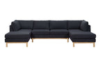 Hallie Black Sherpa Dual Chaise Sofa Sectional (124)