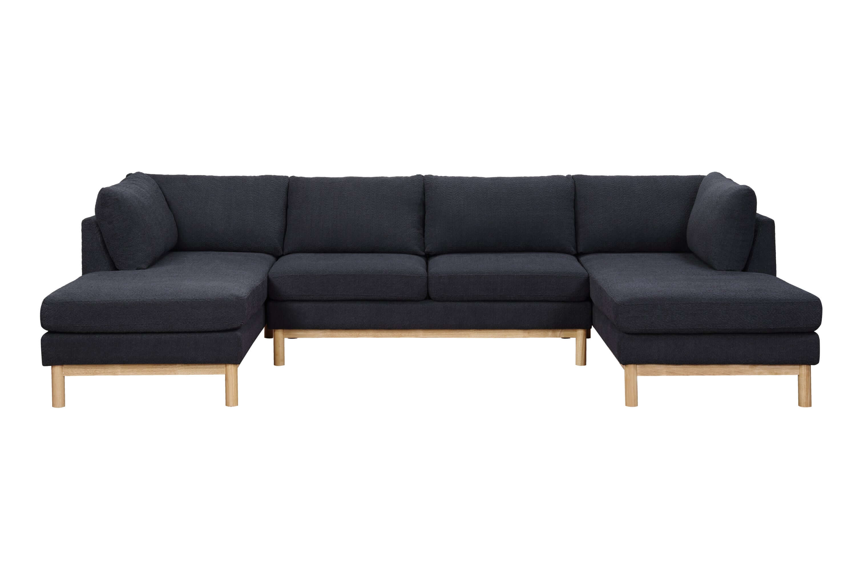 Hallie Black Sherpa Dual Chaise Sofa Sectional (124)