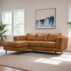 Chase MCM Tan Leather Chaise Sofa Sectional 92