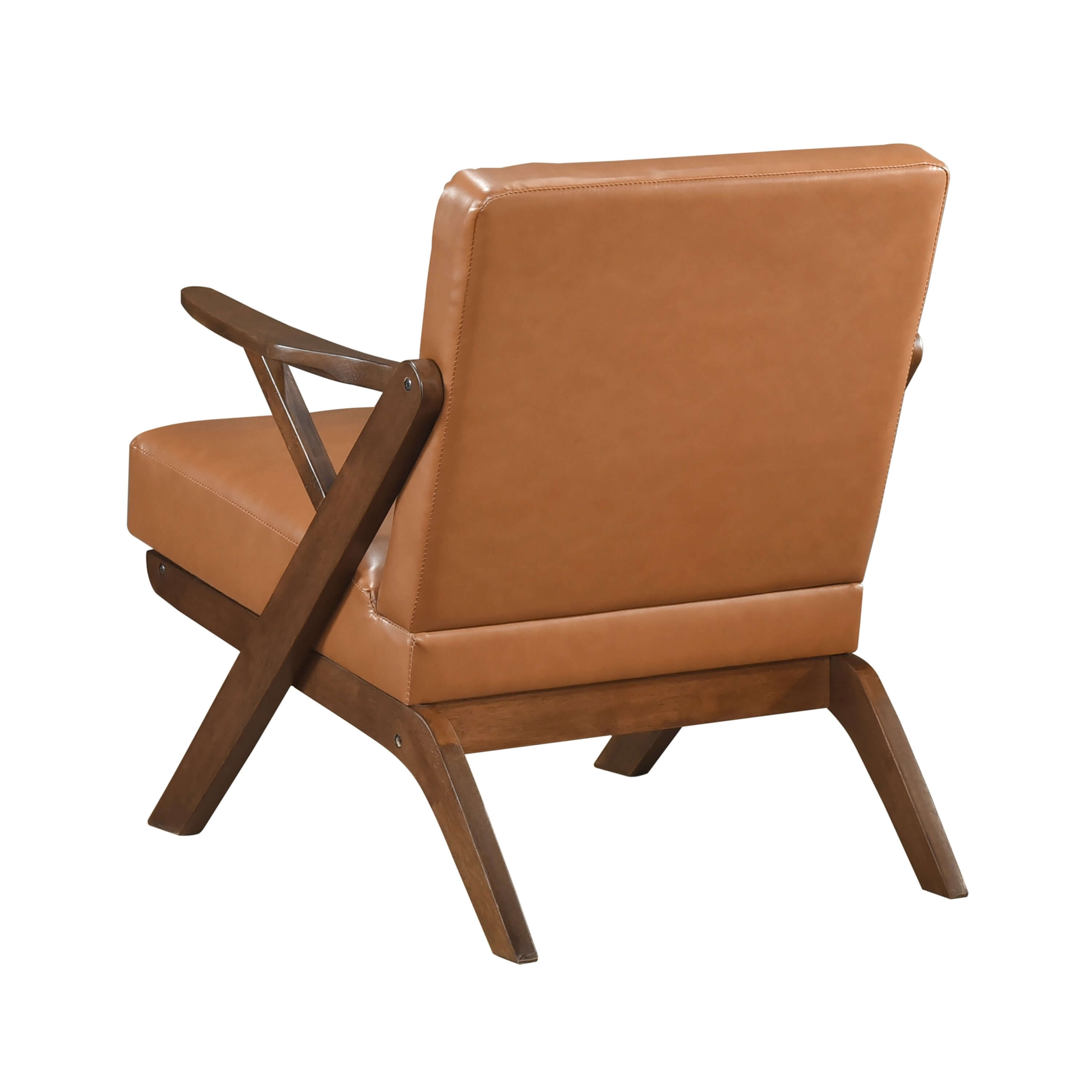 Brown Faux Leather MCM Hard Wood Frame Armchair (2 Color Options)