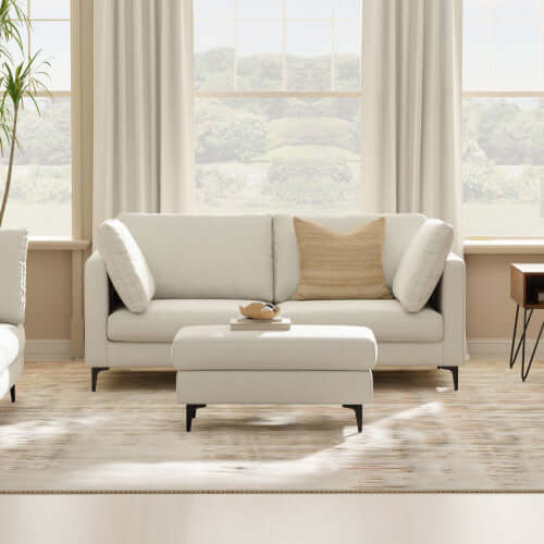 Ava MCM Gray Performance Fabric Sofa Loveseat 76L (2 Color Options)