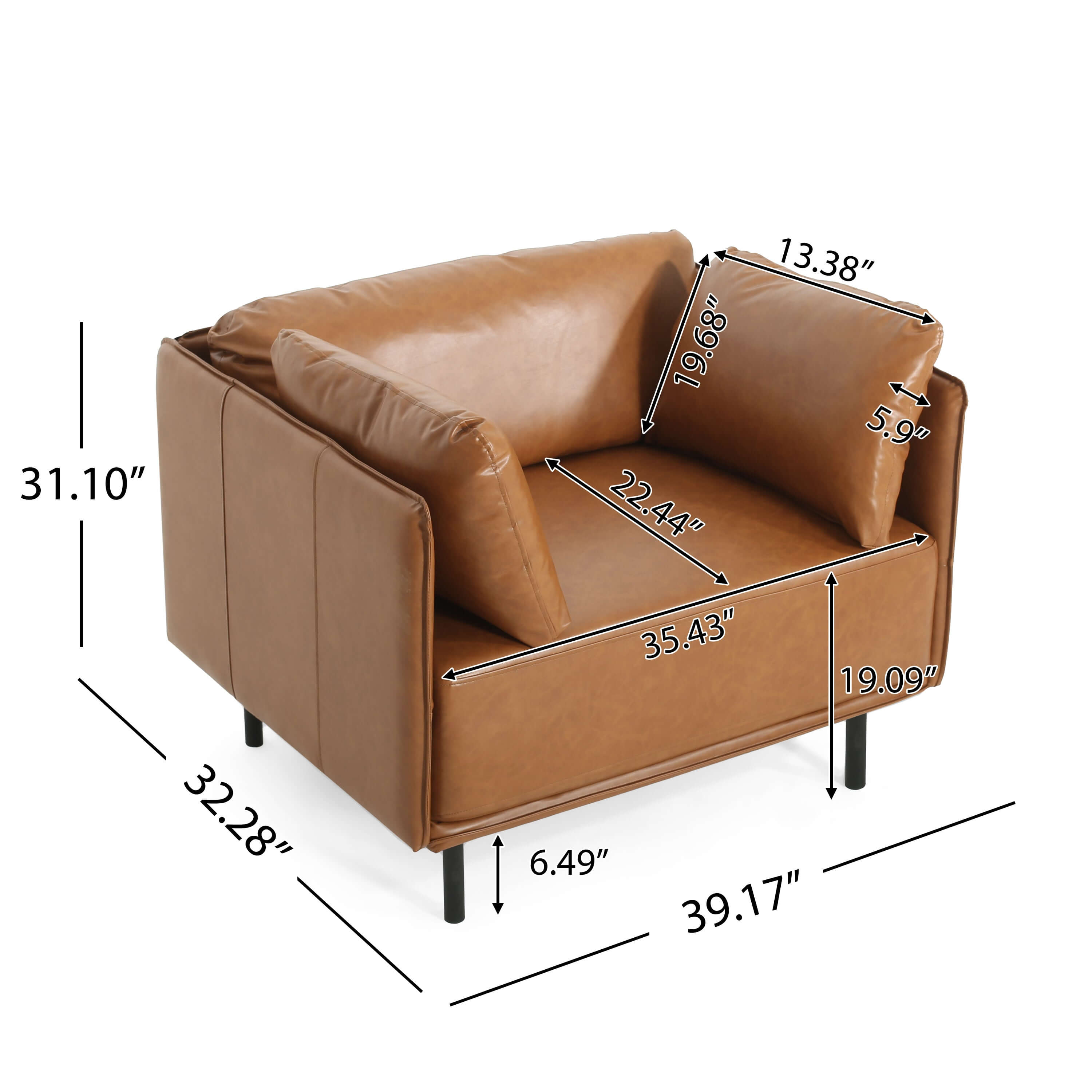 Faux Leather MCM Lounge Chair (3 Colors)