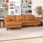 Anthony MCM Tufted Leather Chaise Sofa Sectional 101