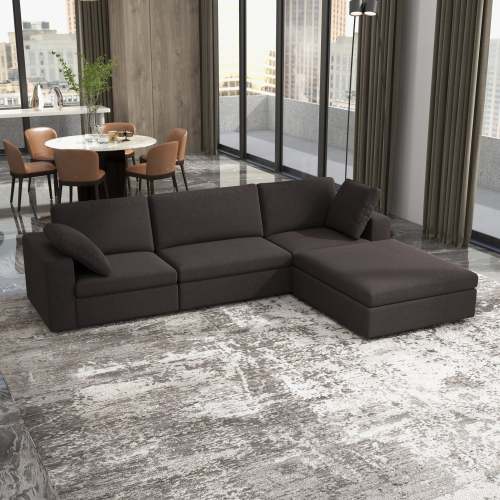 Cecilia Dark Gray Modular Chaise Sofa Sectional 121