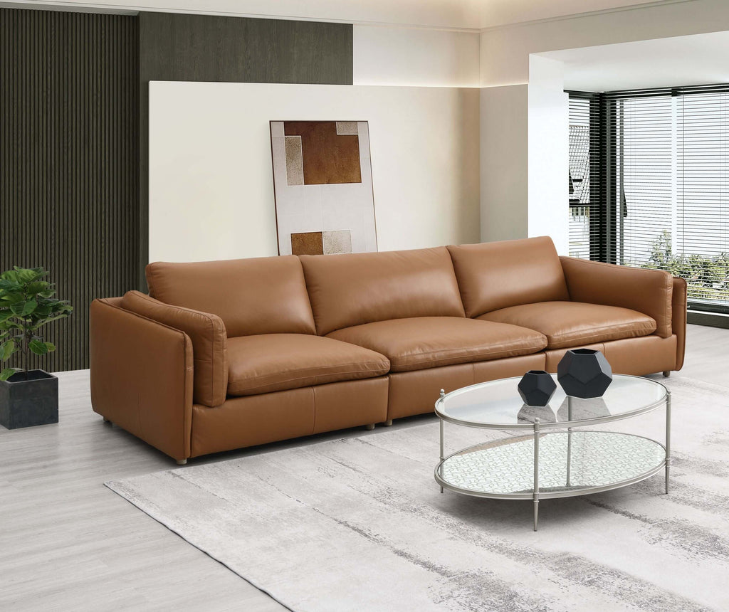 Brighton Top Grain Leather Low Profile Modular Sofa 148'