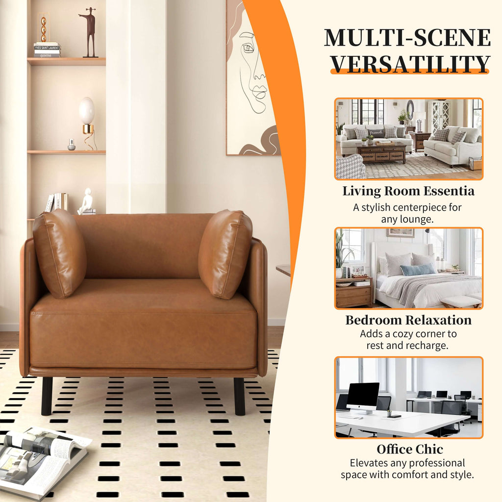 Faux Leather MCM Lounge Chair (3 Colors)