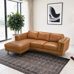 Chase MCM Tan Leather Chaise Sofa Sectional 92