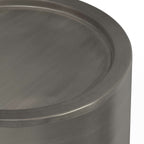 Corbin Cylindrical Antique Silver Side Table 16'