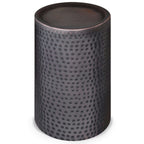 Corbin Hammered Antique Metal Cylindrical Side Table 16'