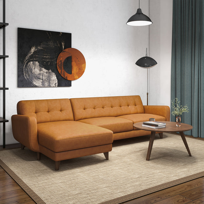 Allison MCM Leather Chaise Sofa Sectional 113