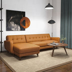 Allison MCM Leather Chaise Sofa Sectional 113
