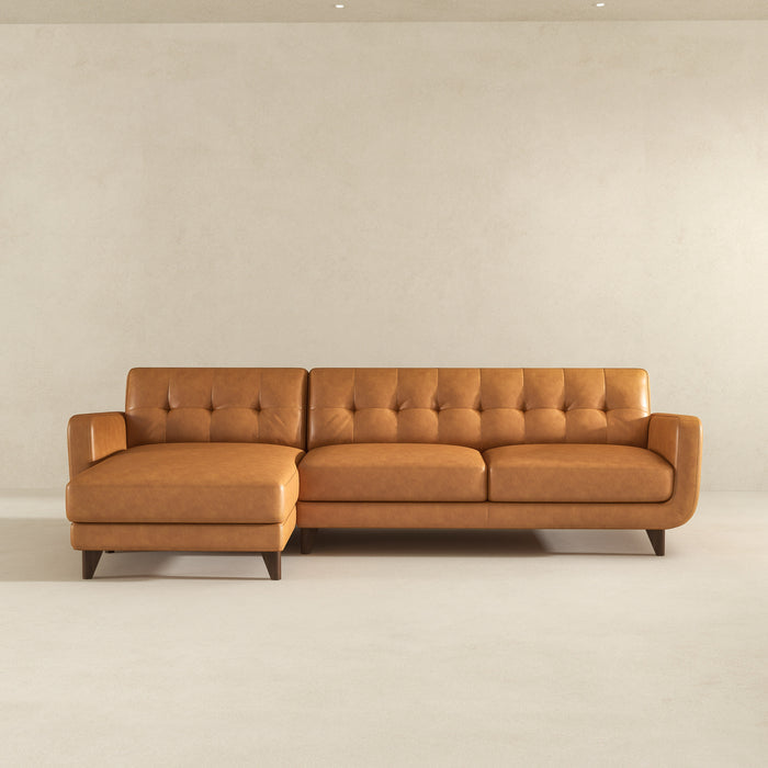Allison MCM Leather Chaise Sofa Sectional 113