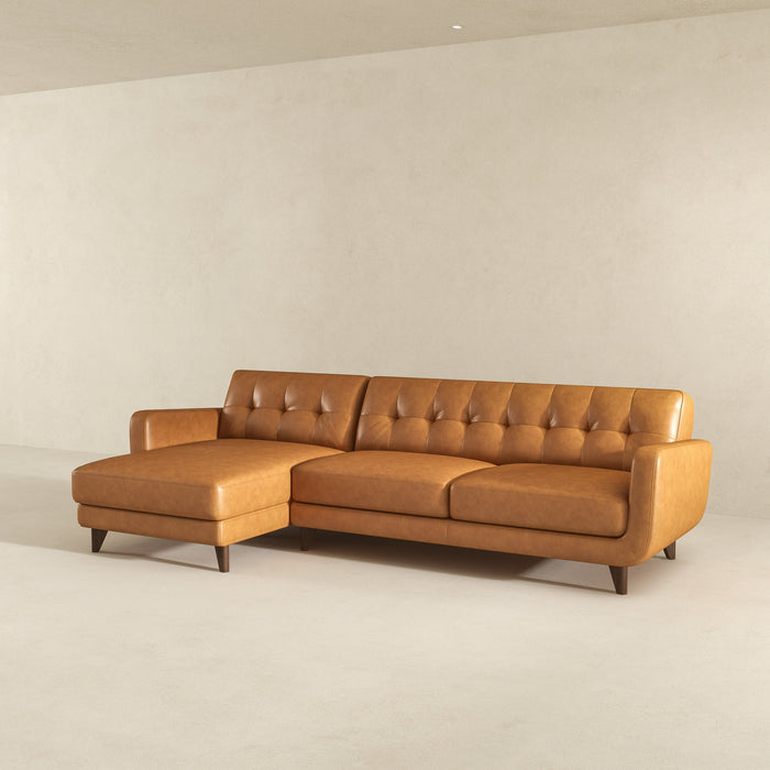 Allison MCM Leather Chaise Sofa Sectional 113