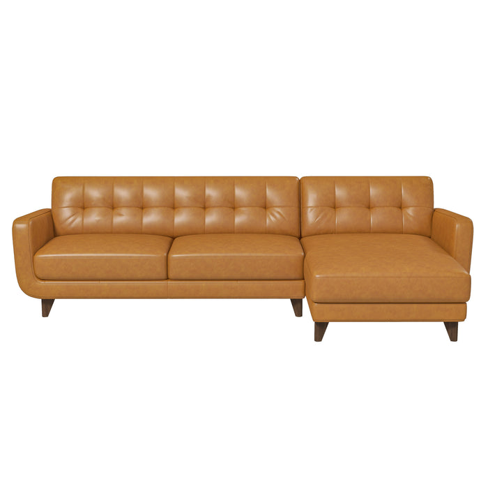 Allison MCM Leather Chaise Sofa Sectional 113