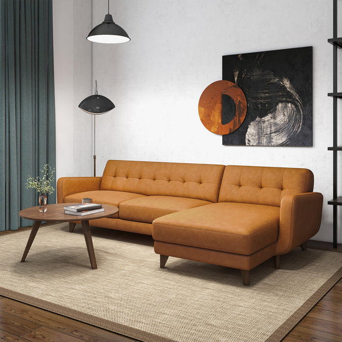Allison MCM Leather Chaise Sofa Sectional 113
