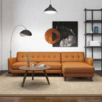 Allison MCM Leather Chaise Sofa Sectional 113