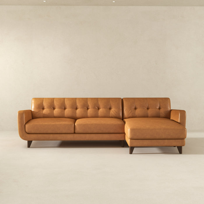 Allison MCM Leather Chaise Sofa Sectional 113