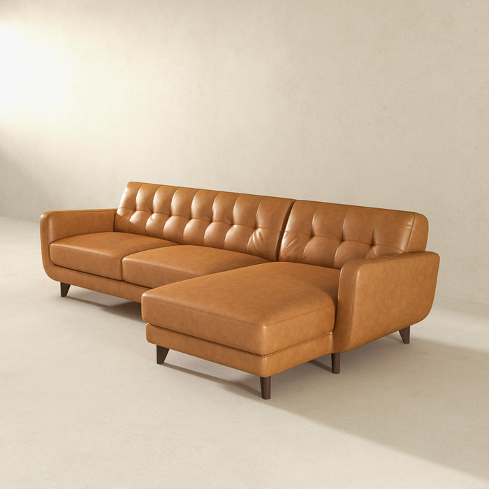 Allison MCM Leather Chaise Sofa Sectional 113
