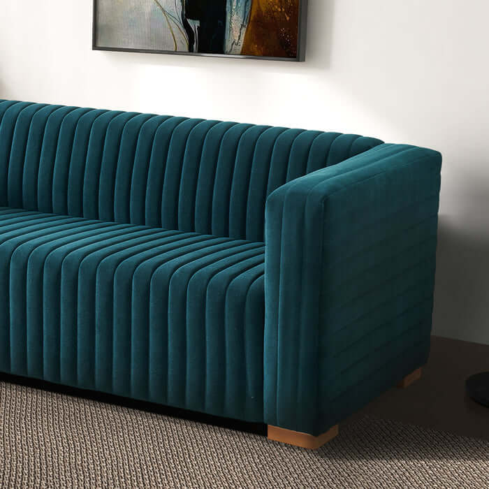 Elara Channel Tufted Velvet Sofa 90 (3 Colors)