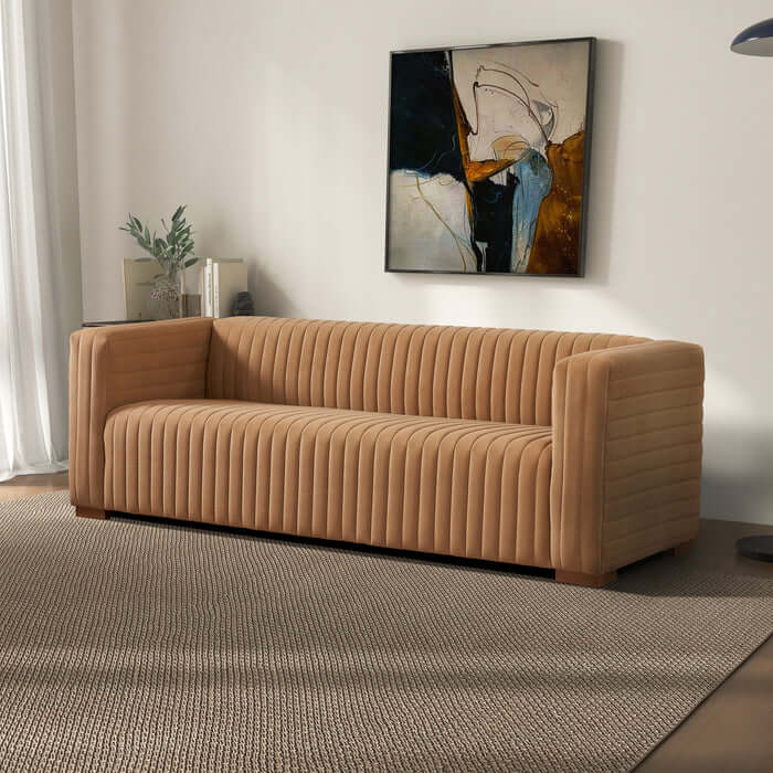 Elara Channel Tufted Velvet Sofa 90 (3 Colors)