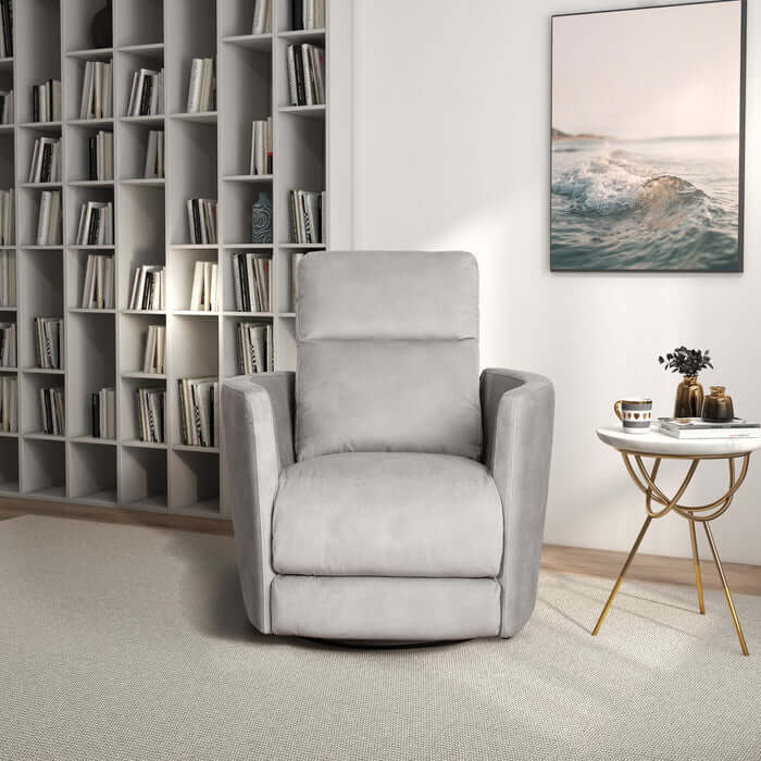 Lawson Grey Suede Swivel Glider Recliner Chair
