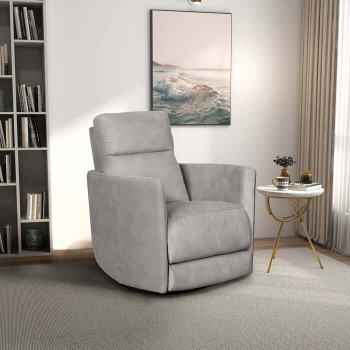 Lawson Grey Suede Swivel Glider Recliner Chair